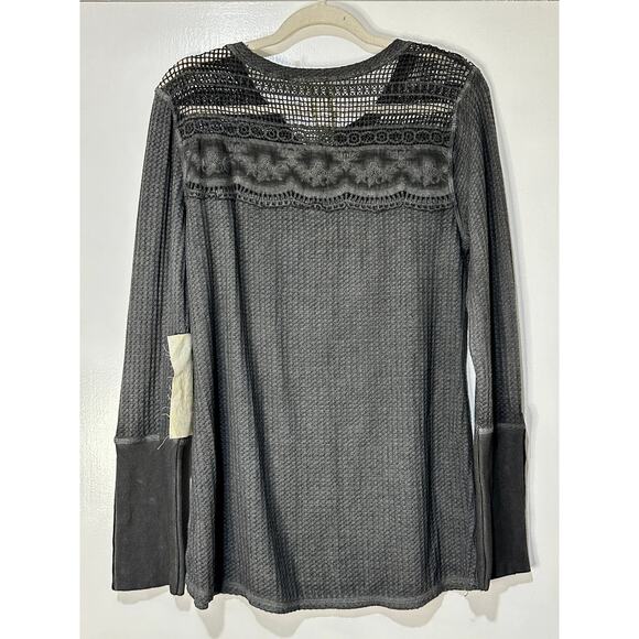 Aratta Silent Journey Boho Lace Thermal Long Sleeve Gray Top Size Small NWT - Picture 9 of 14